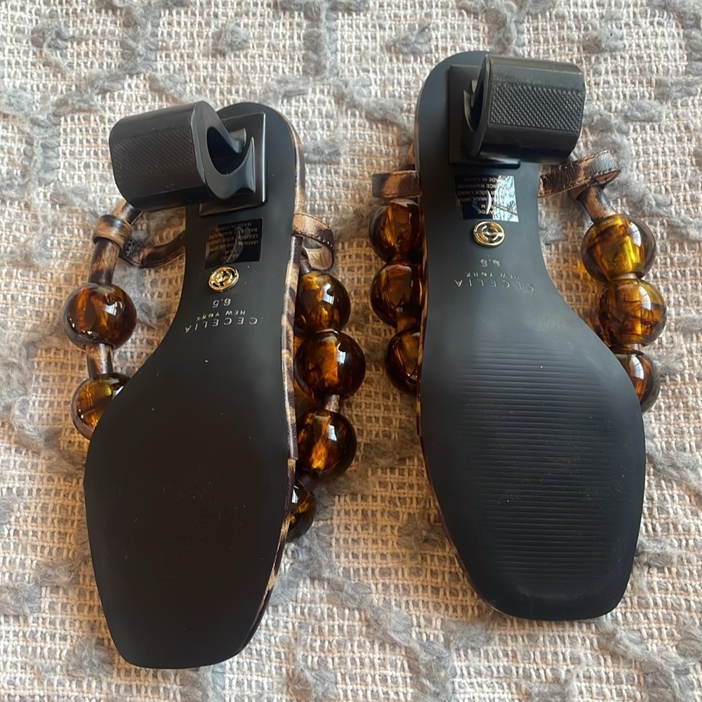 CECELIA NEW YORK Animal Print Heels with Amber Beads - Picture 4 of 5